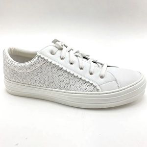 Salvatore Ferragamo Womens Sneakers Shoes White Leather Perforated US 9.5